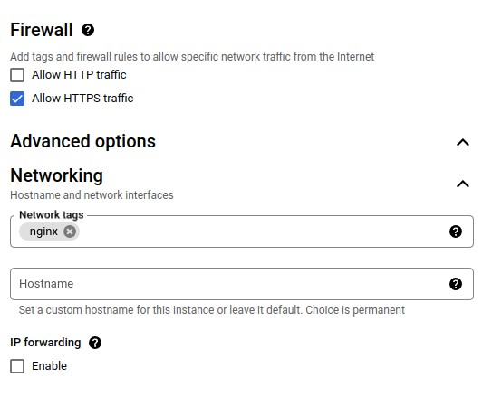 Compute engine instance firewall configuration